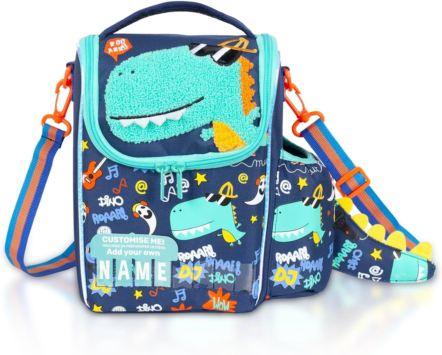 SAMVARDHAN Polyester Kids Cooler Insulated Lunch Bag Large Tote for Girls, Boys, Men, Women, with Water Bottle Holder and Adjustable Strap (Dinosaur), 6 Liters, Assorted