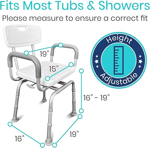 Miniatura 2 de Vive Silla de ducha giratoria para personas mayores, ancianos, discapacitados, banco estrecho para bañera para discapacitados para ducha interior,