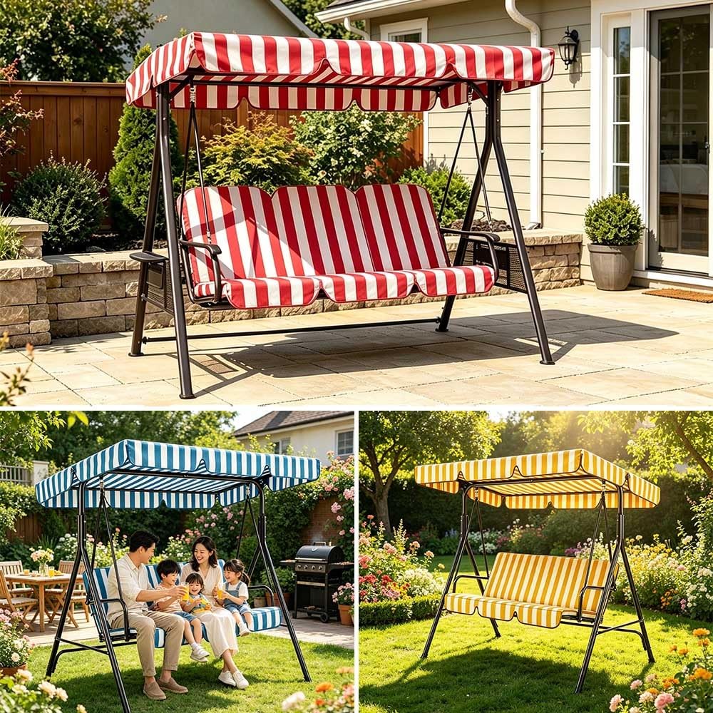 Tetto del Dondolo Ricambio 190x120cm 210x145cm 3 Posti Copertura per Altalena Hollywood Tettuccio di Universale per Dondolo da Giardino, Impermeabile(Brown,82x57in-210x145cm)