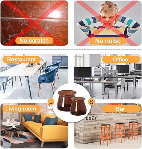 Miniatura 56 de 16 protectores para patas de silla para suelos de madera dura, Almohadillas de fieltro de silicona, antideslizantes, Fundas de patas de mesa