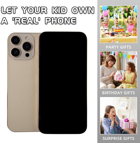 Fake Phone Dummy Prop Phone, Black Screen Decoy PhonePear PhoneNon-Working Phone16 Pro for Kid Play, Display PhoneLook Like Real Phonepro max16 (16ProMax,Desert Titanium,Black Screen)