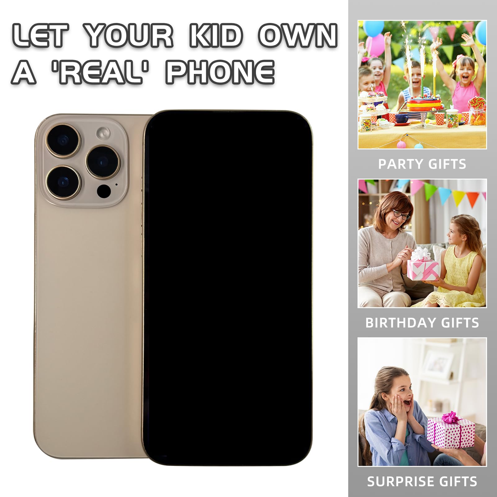 Teléfono falso falso de utilería para teléfono, pantalla negra señuelo Teléfono de pera, teléfono que no funciona, 16 Pro para juegos de niños, pantalla de teléfono, aspecto real Phonepro max16 6