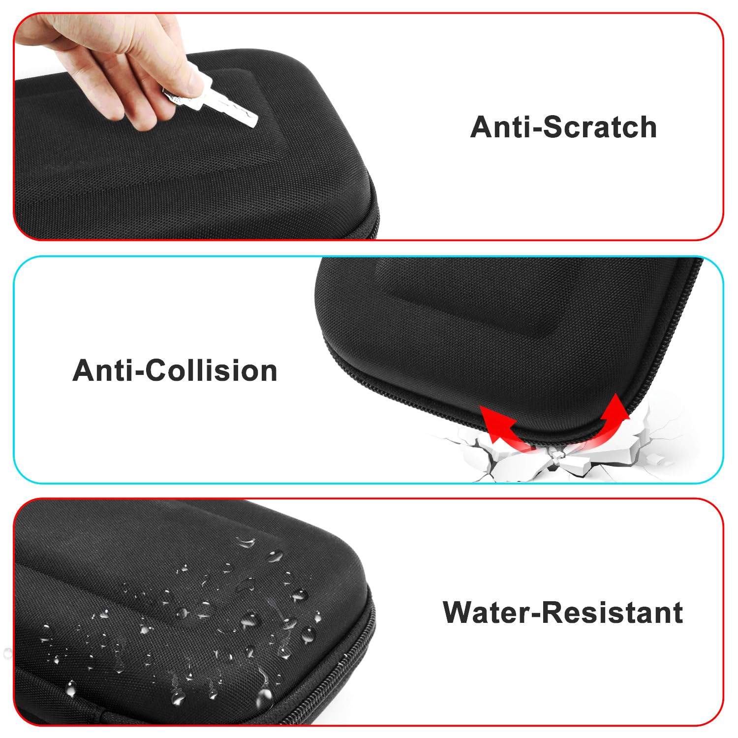 Kit de accesorios para Nintendo Switch Games Starter, 2 volantes, 2 agarraderas, 1 funda de transporte de viaje (5 en 1 rojo/azul)