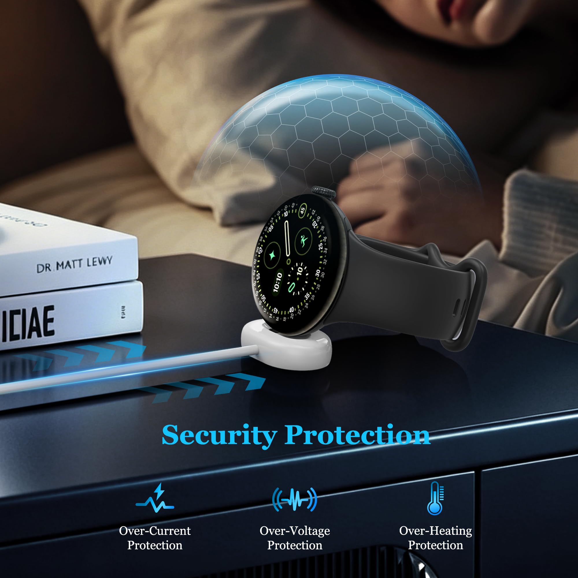 Confezione da 2 caricabatterie per Pixel Watch 4, cavo di ricarica di ricambio di tipo C, compatibile solo con Google Pixel Watch 4 41 mm/45 mm (bianco)