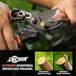 DECERK® 8.5" Poignées de taille professionnelle - Découpes 4X Plus facile avec Ultra Lame de titane d'acier japonais Sharp, Arthrite Friendly Garden Secateurs & Clippers végétaux, prunes sans effort 3/4" branches