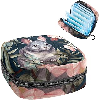 Sanitary Pads Bags, Chinchilla Menstrual Cup Pouch Nursing Pad Holder, First Period Kit Bags for Teen Girls Women Ladies