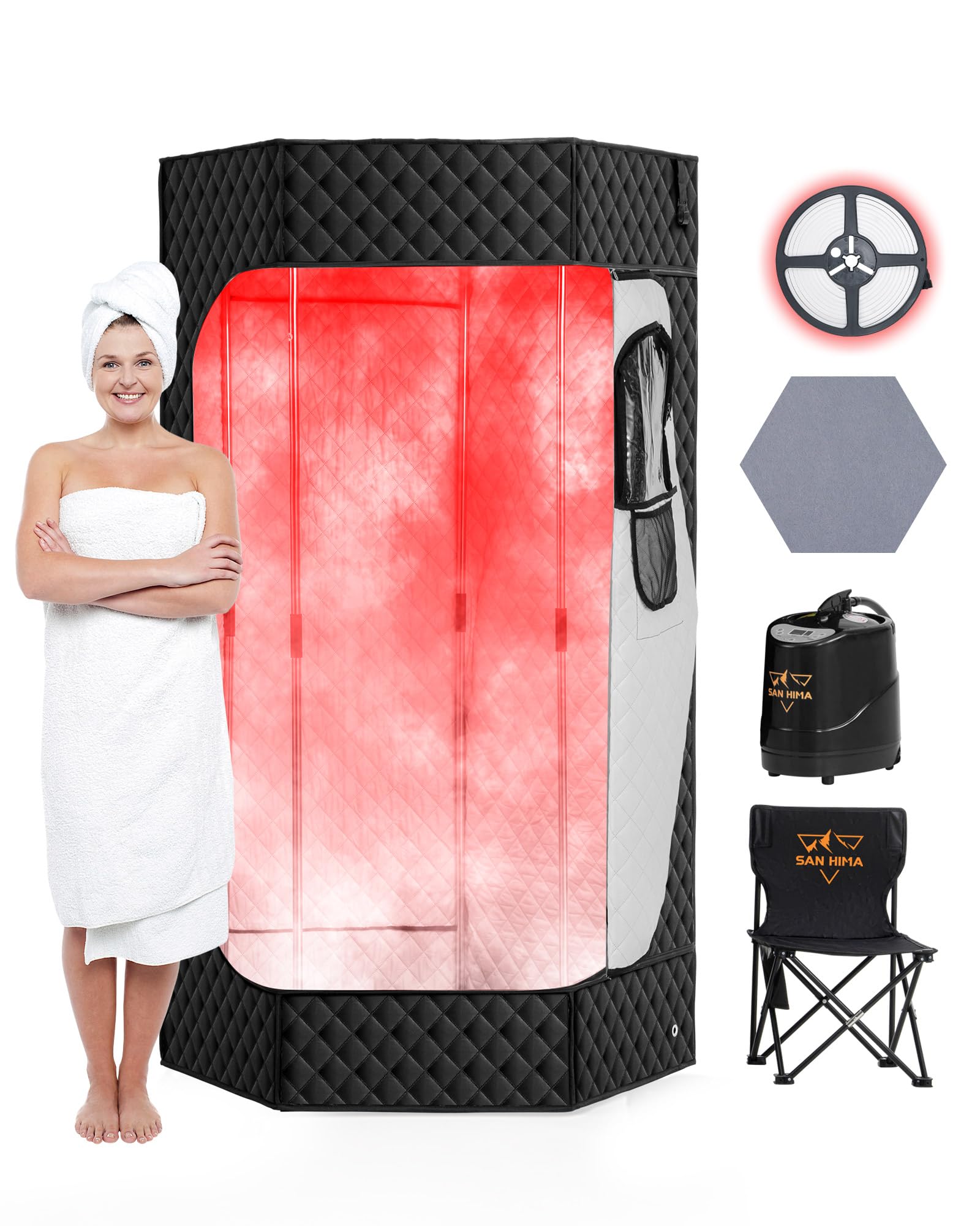 SAN HIMA Sauna portátil para el hogar, terapia de luz roja, caja de sauna interior
