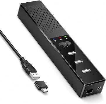 3 in 1 USB Computer Speaker with Microphone, PC Laptop Desktop Conference Speaker with Mic for Smart Home Office and Online Study,360 Degree Enhanced