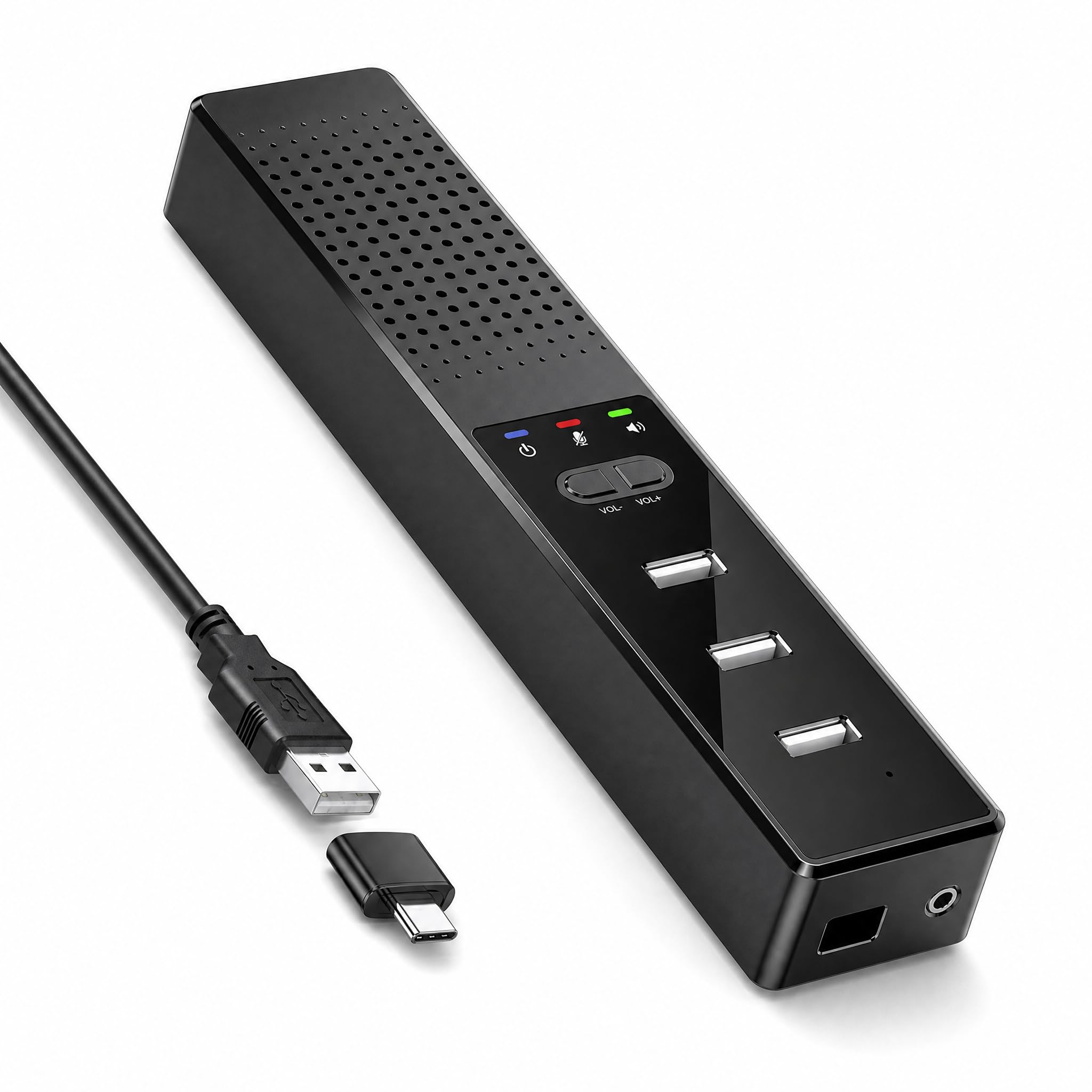 3 in 1 USB Computer Speaker with Microphone, PC Laptop Desktop Conference Speaker with Mic for Smart Home Office and Online Study，360 Degree Enhanced (8)