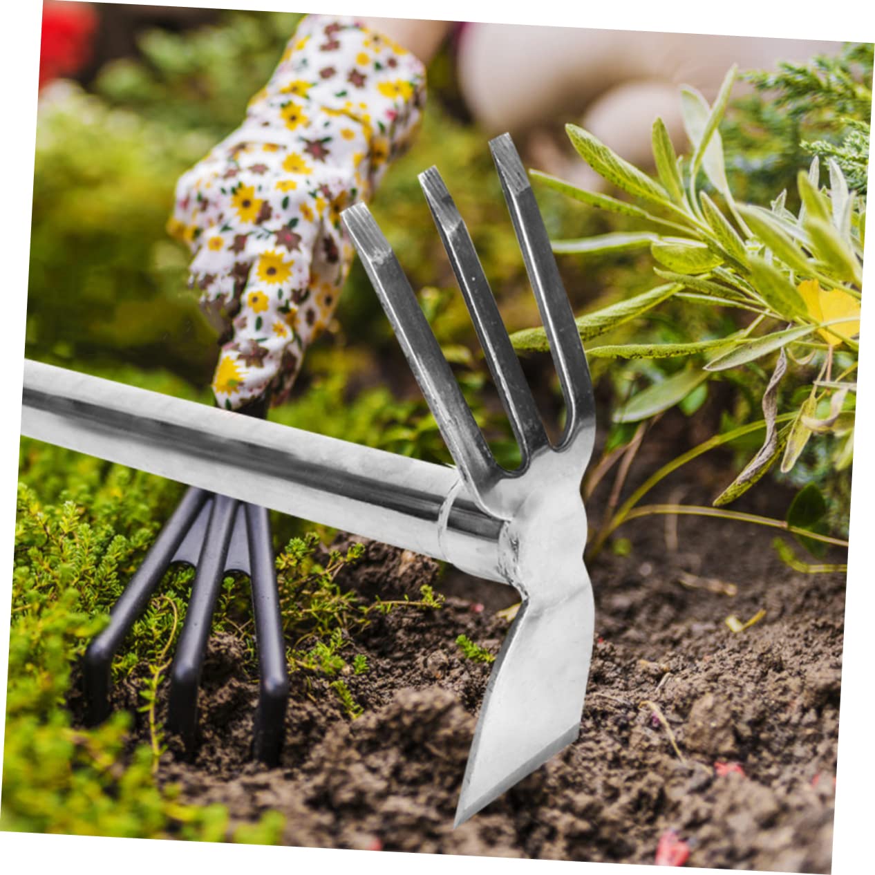 Piccola Zolla in Acciaio Inossidabile per Giardinaggio, Attrezzo Manuale per Semina, Coltivazione e Sistemazione del Terreno in Giardino, Terrazzo o Orto