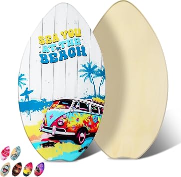 Skimboard 35 inch Skim Board for Kids Adults Wooden Skim Boards with High Gloss Coat for Beach Skimboards for Beginners to IntermediateCoach