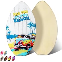 Skimboard 35 inch Skim Board for Kids Adults Wooden Skim Boards with High Gloss Coat for Beach Skimboards for Beginners to IntermediateCoach