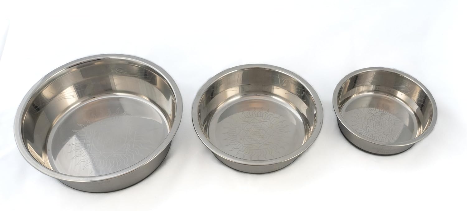 Numerana Life Enhancing Pet Bowl with Grabovoi Numbers and sacred geometry, Energy Healing Bowl for Pets, Stainless Steel Bowl for Dogs and Cats, Structured Water or Food Bowl for Pet Wellness by SANA