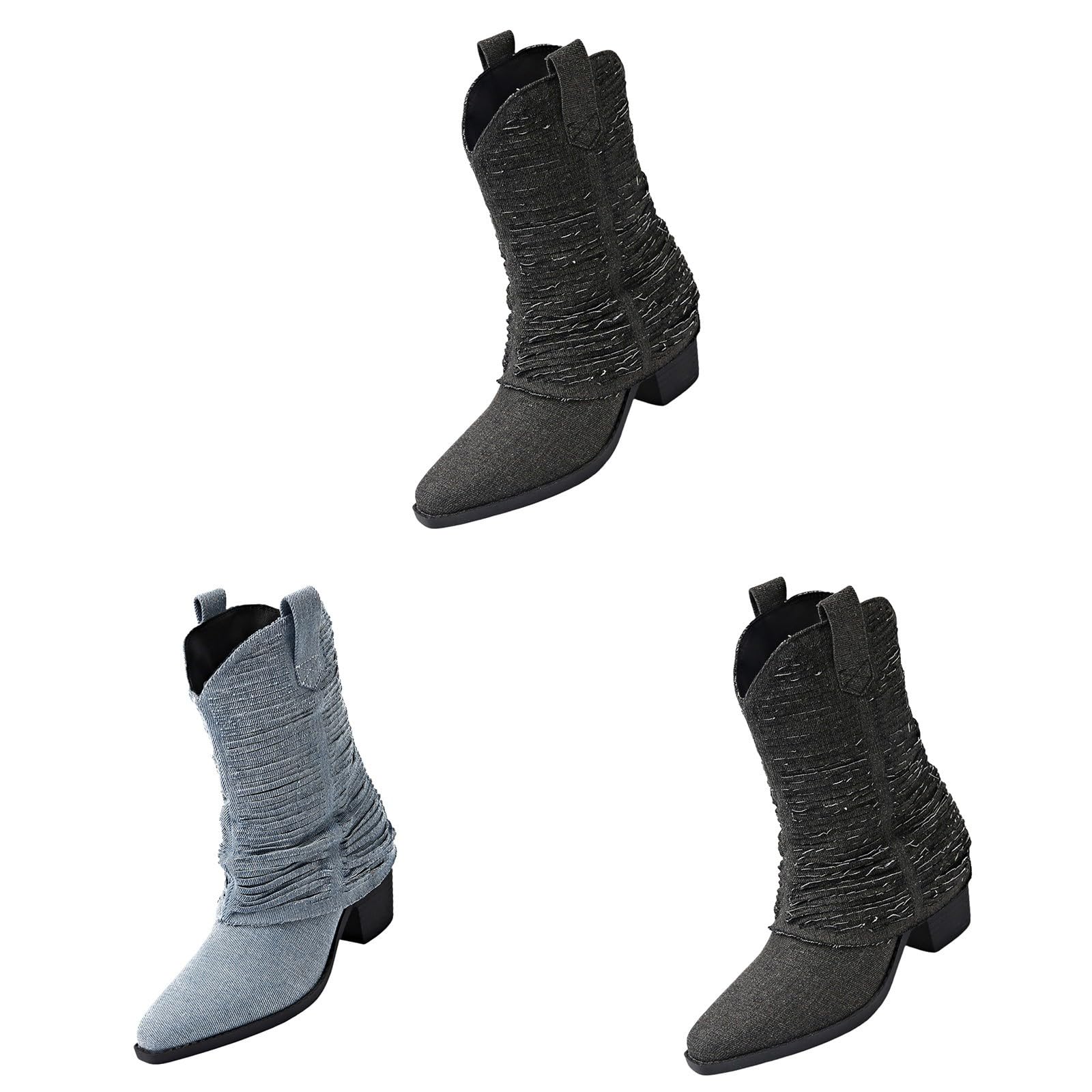 HOOUDO Stivali Donna Estivi,Stivali da Donna Estivi Bianchi Stivaletti Pelle Comodi Stivaletti Scarpe Eleganti Cerimonia Texani Scarpe