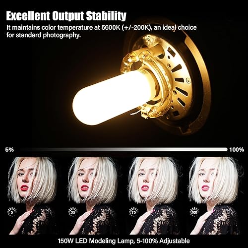 Miniatura 2 de Godox SK400II 400Ws Luz Estroboscópica de Flash Monolight para Estudio Fotográfico con Montaje Bowens y Cabezal de Lámpara, Lámpara de Modelado