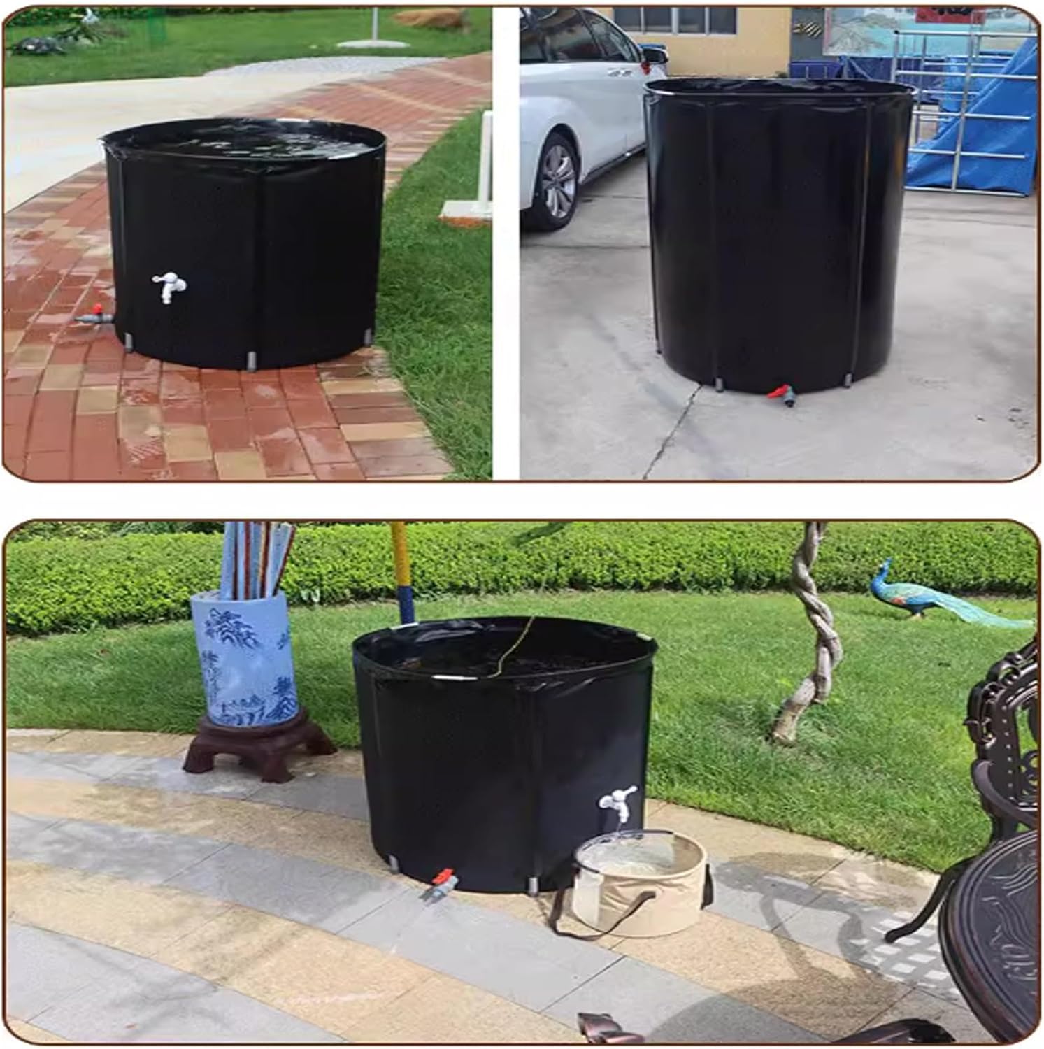 Rainwater Collection System，Portable Folding Rain Water Collection Barrel,Portable PVC Fluid Storage ，Rain Barrel Water Collection System， for Garden Irrigation(1250L)