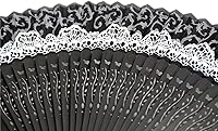 Vista 4 de OMyTea Folding Hand Held Rave Bamboo Fan for Women - Chinese Japanese Spanish Lace Pattern Handheld Fan - for Wedding, Decoration, Performance