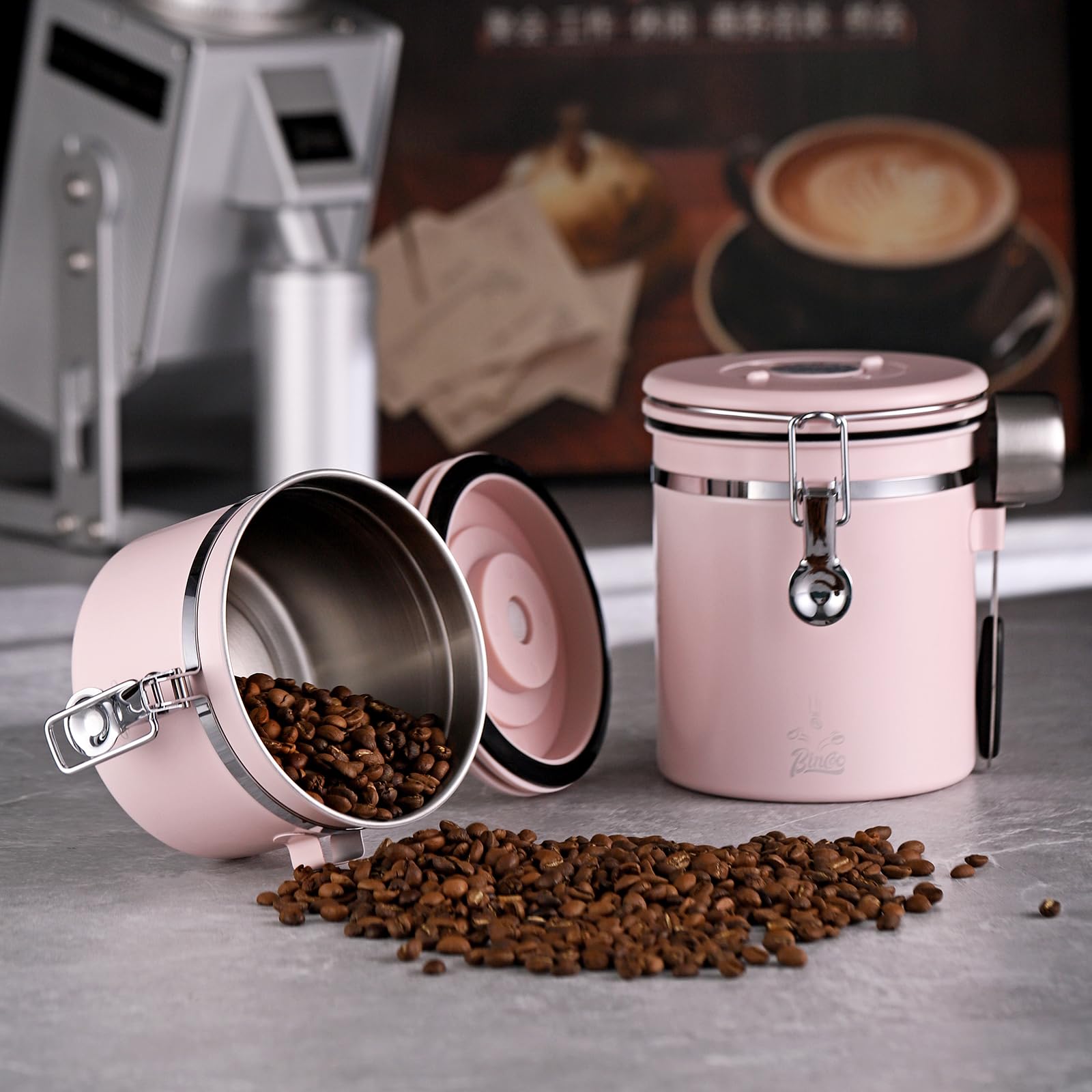 Amazon.com: Bincoo Pink Coffee Canister, Large Stainless Steel 
