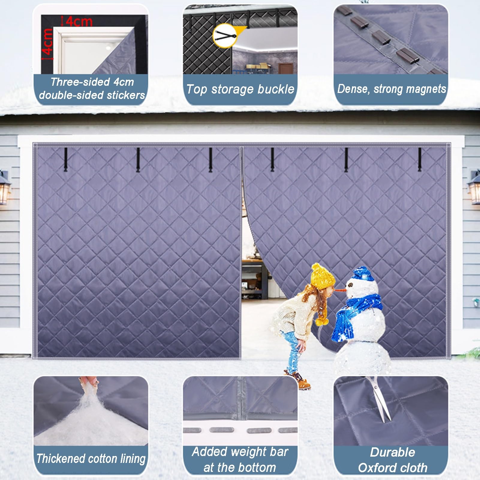 Magnetische, wärmeisolierte Garagentorabdeckung, wasserdicht, schalldicht, Trennwand für Gewächshaus, 1,5 x 1,5 m, energieeffiziente und wetterbeständige Lösung
