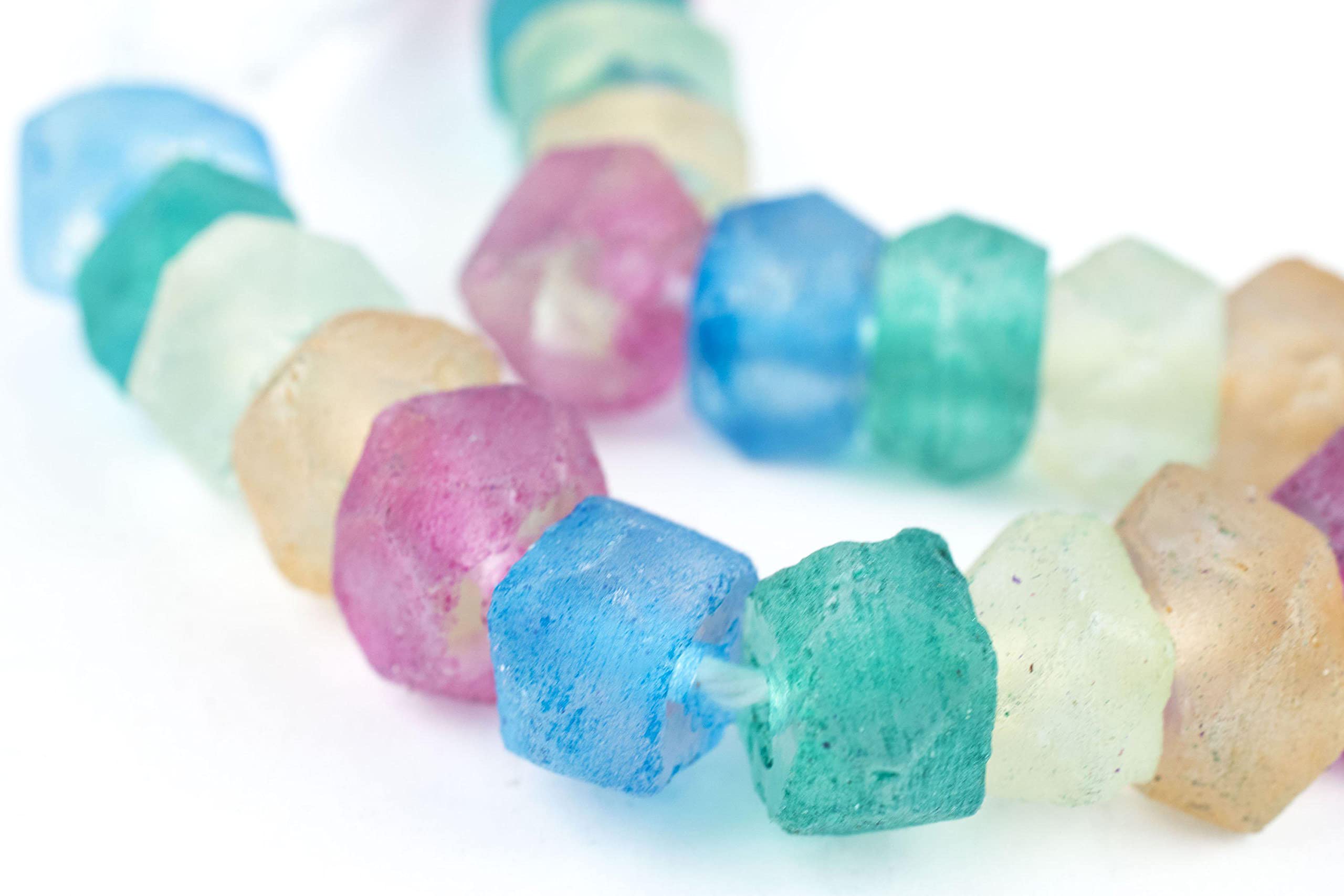 TheBeadChest Candy Mix Faceted Recycled Java Sea Glass Beads - Full Strand of Faceted Bottle Glass Beads
