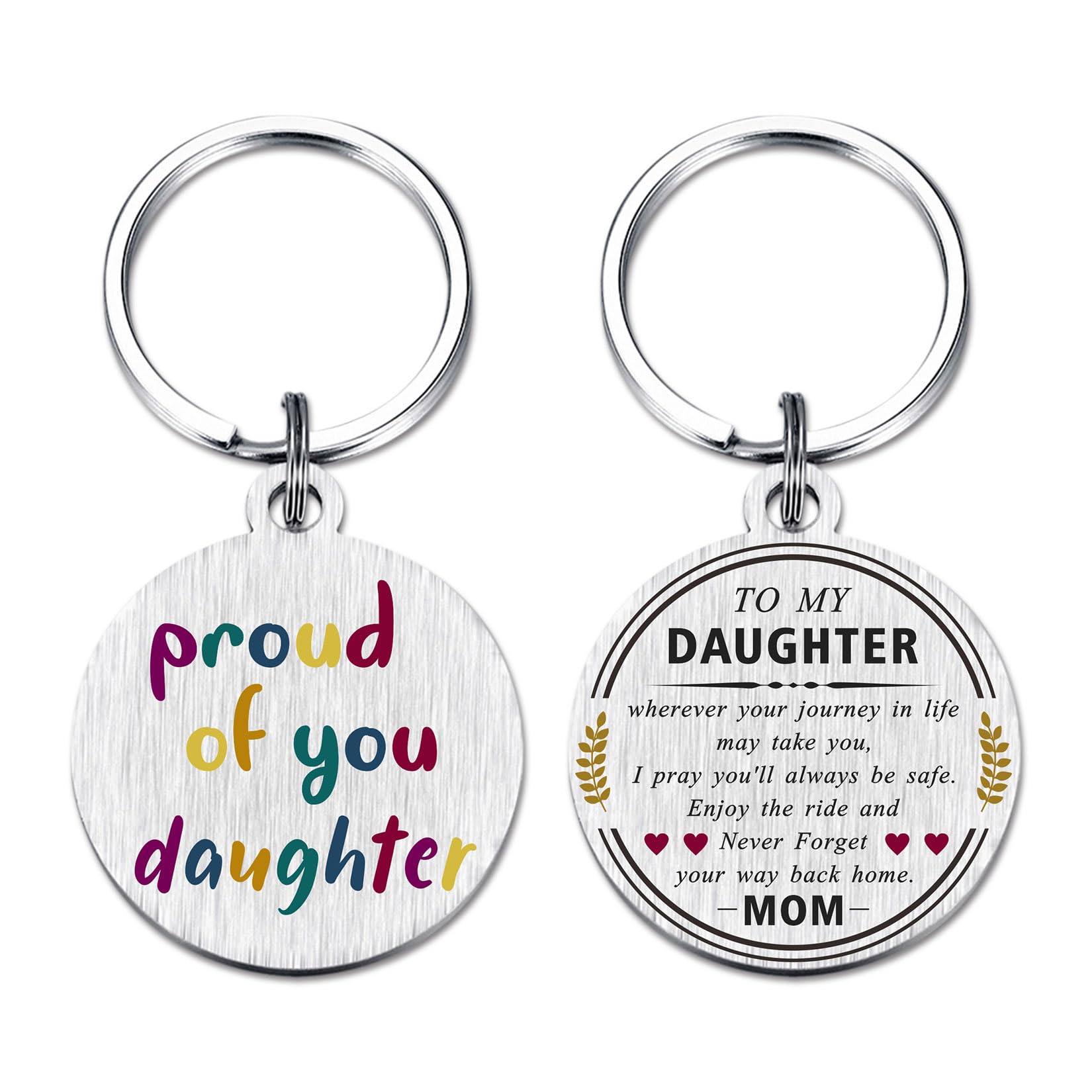 iyaone Proud Of You Daughter Keychain - Gifts for Daughter - Daughter Gifts for Birthday Graduation from Mom Dad