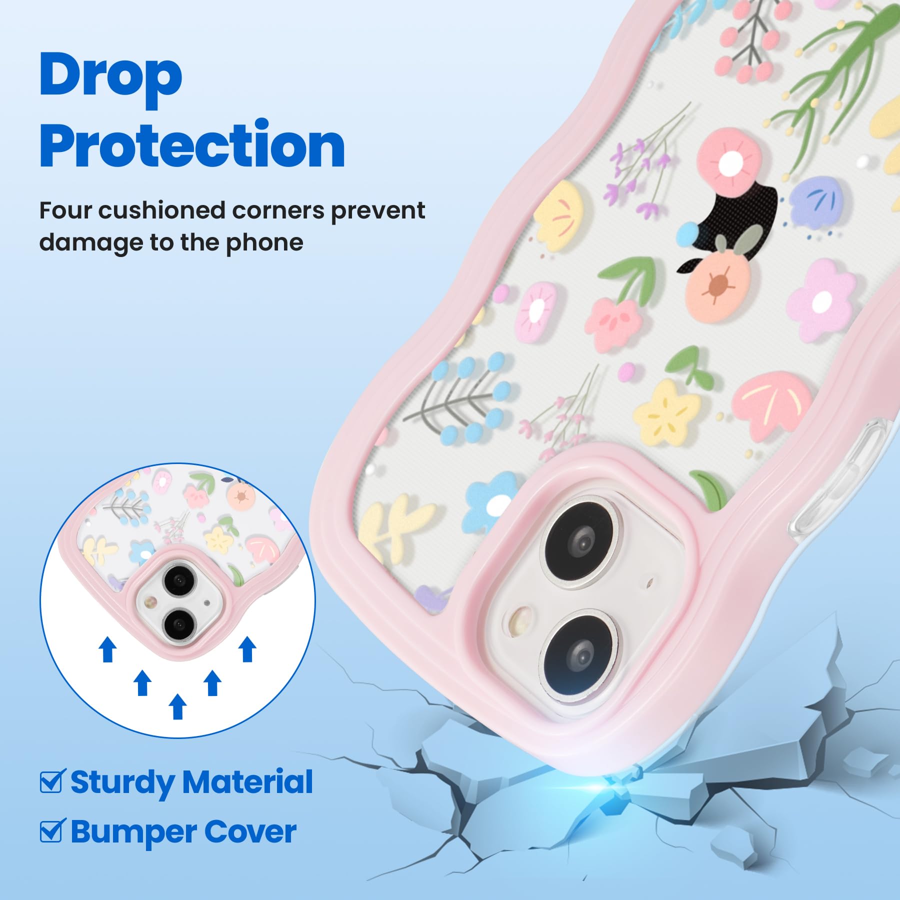 BOqarI Funda Para Teléfono Con Borde Ondulado, Bonito Diseño De Borde Rizado, Pequeño Estilo Fresco, Funda Transparente Para IPhone 15 14 13 12 11 Pro Max Mini XS XR 7 8
