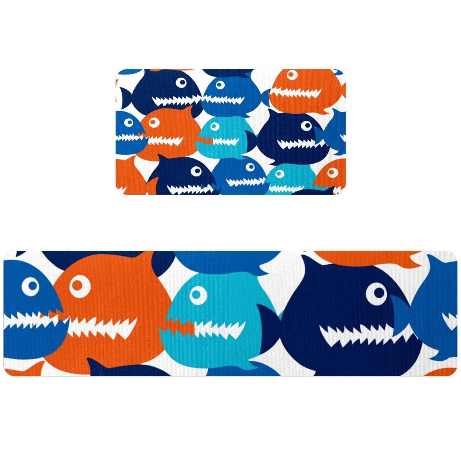 Tapis de cuisine poisson piranha lot de 2 absorbant et lavable
