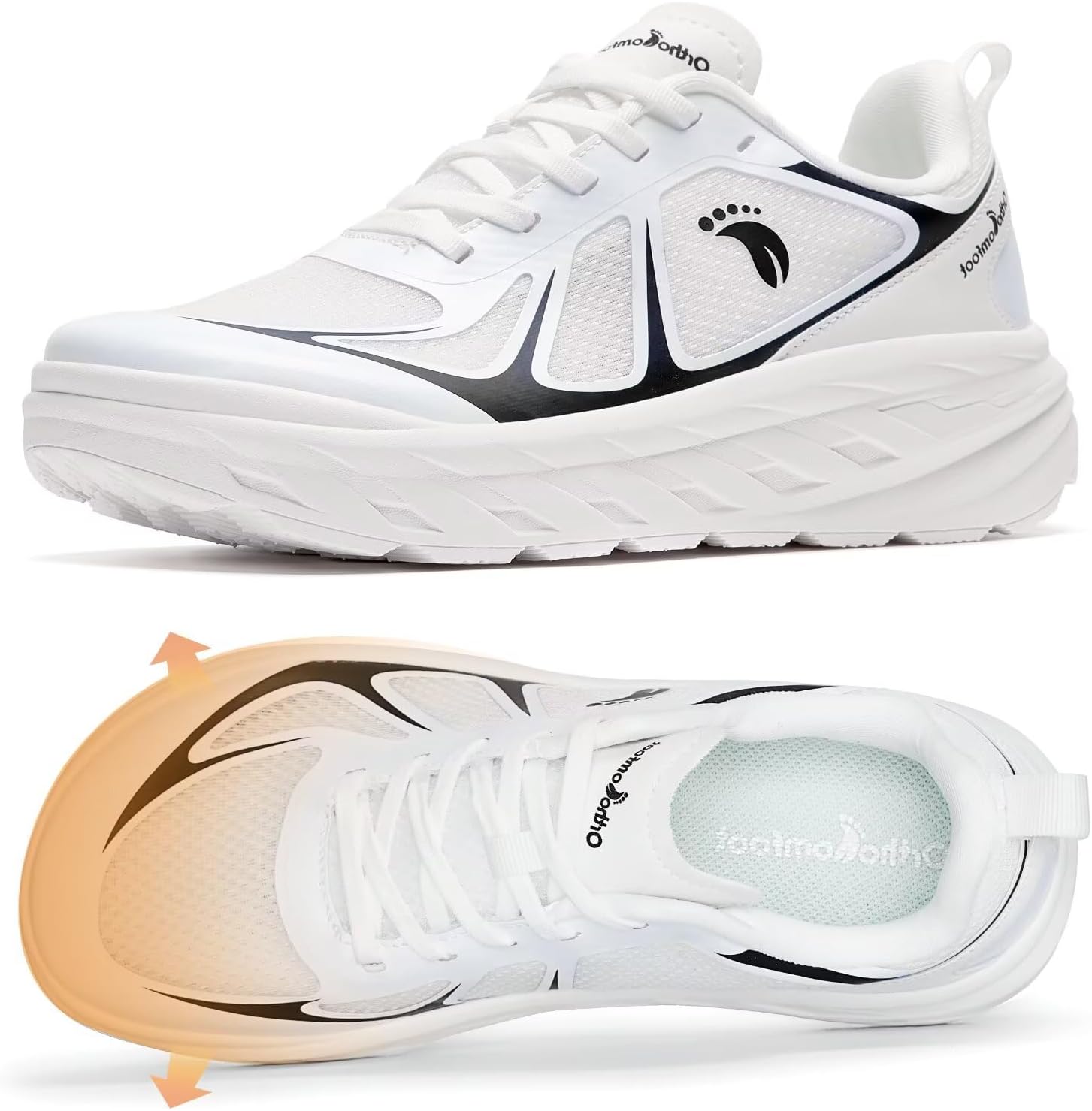 Women's Orthopedic Diabetic Wide Running Shoes: Comfortable Casual Arch Support Plantar Fasciitis Sports Sneakers, High Arch Orthotic Work Tennis Walking Shoes for Foot and Heel Pain Relief