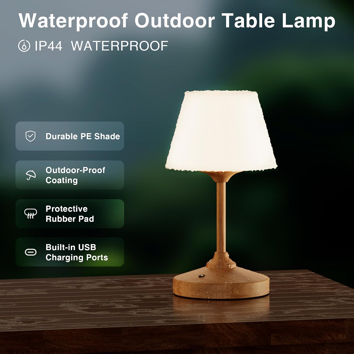 Dawnwake Table Lamp Cordless Lamp,Outdoor Waterproof Shower Lamp,5000mAh Rechargeble Battery Operated Lamps Dimmable Touch Desk Lamps,LED Night Light for Bathroom Patio Camping Restaurant Home