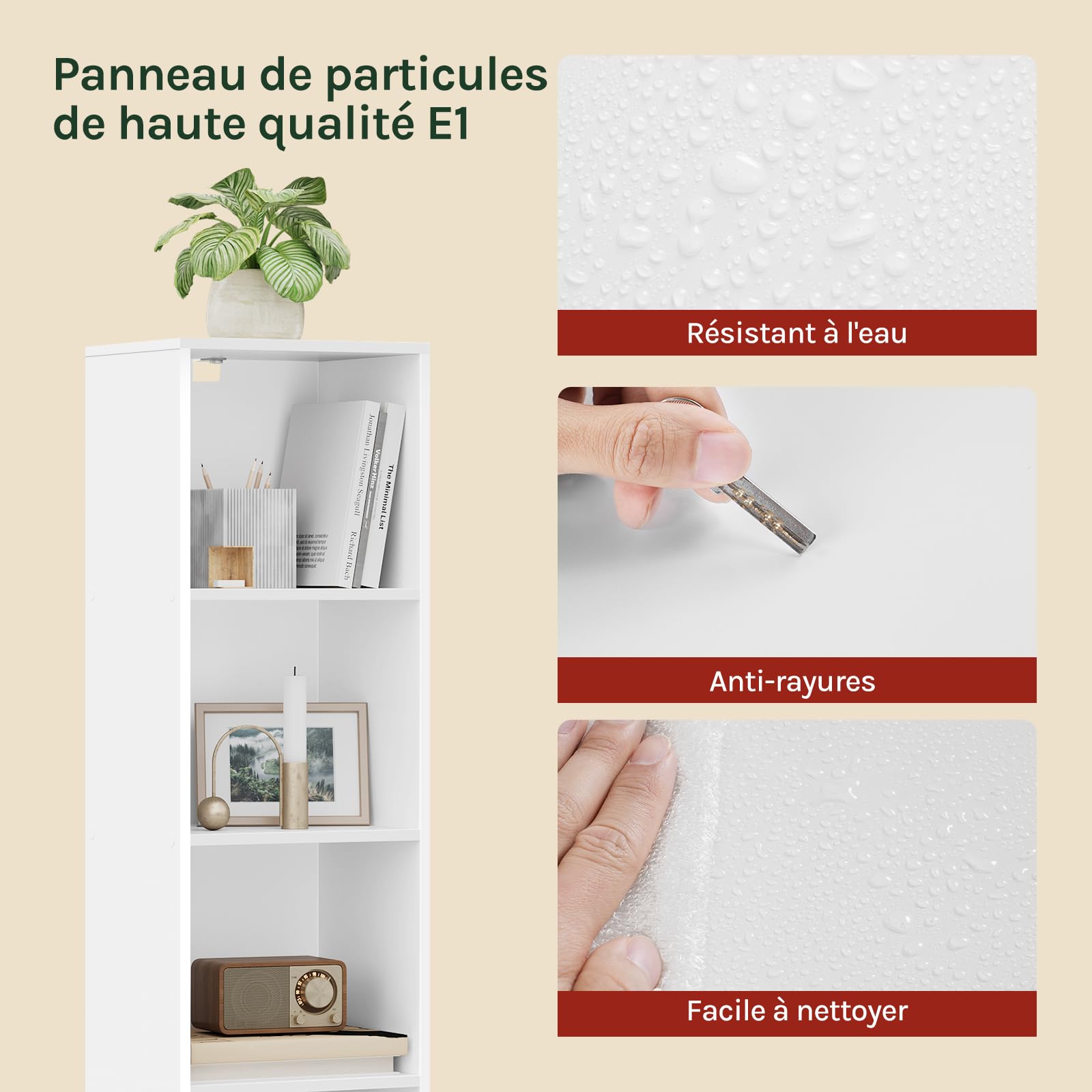 WOLTU Bibliothèque, Meuble de Rangement, Colonne Semi-Ouvert à 6 Compartiments en Panneaux de Particules pour Bureau Salon Salle d'Étude, 30x24x158,5 cm Blanc SK003ws6