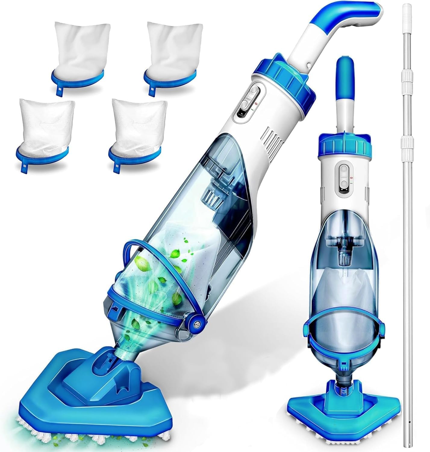 Cordless Handheld Pool Vacuum with Telescopic Pole, Rechargeable Hot Tub SPA Vacuum, 18GPM Powerful Suction, 60Min Runtime, Pools up to 88", Portable Pool Cleaner for Above Ground/Inground Pools Standard Edition