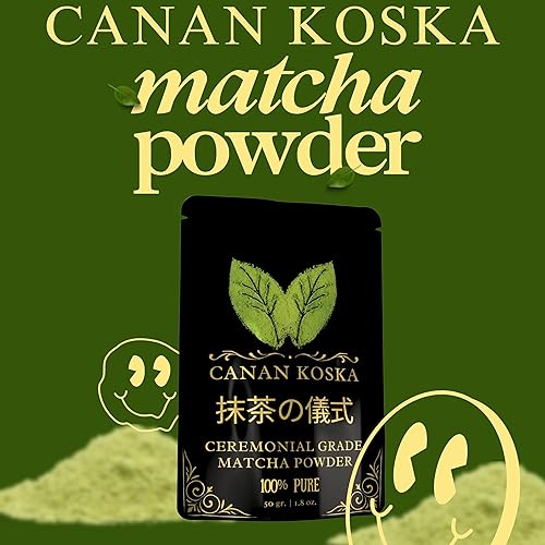 Miniatura 3 de Canan Koska Polvo de matcha de grado ceremonial, té verde molido a piedra de hojas de la primera cosecha, perfecto para batir, lattes y batidos, sin
