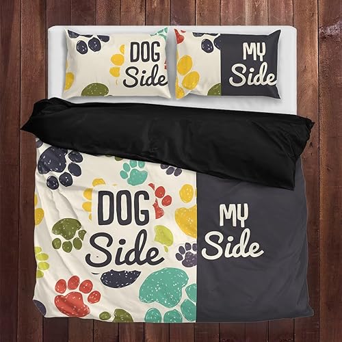 Miniatura 7 de Gearider Divertido juego de funda de edredón con estampado de patas de perro, tamaño King, lado del perro para amantes de los perros, funda de