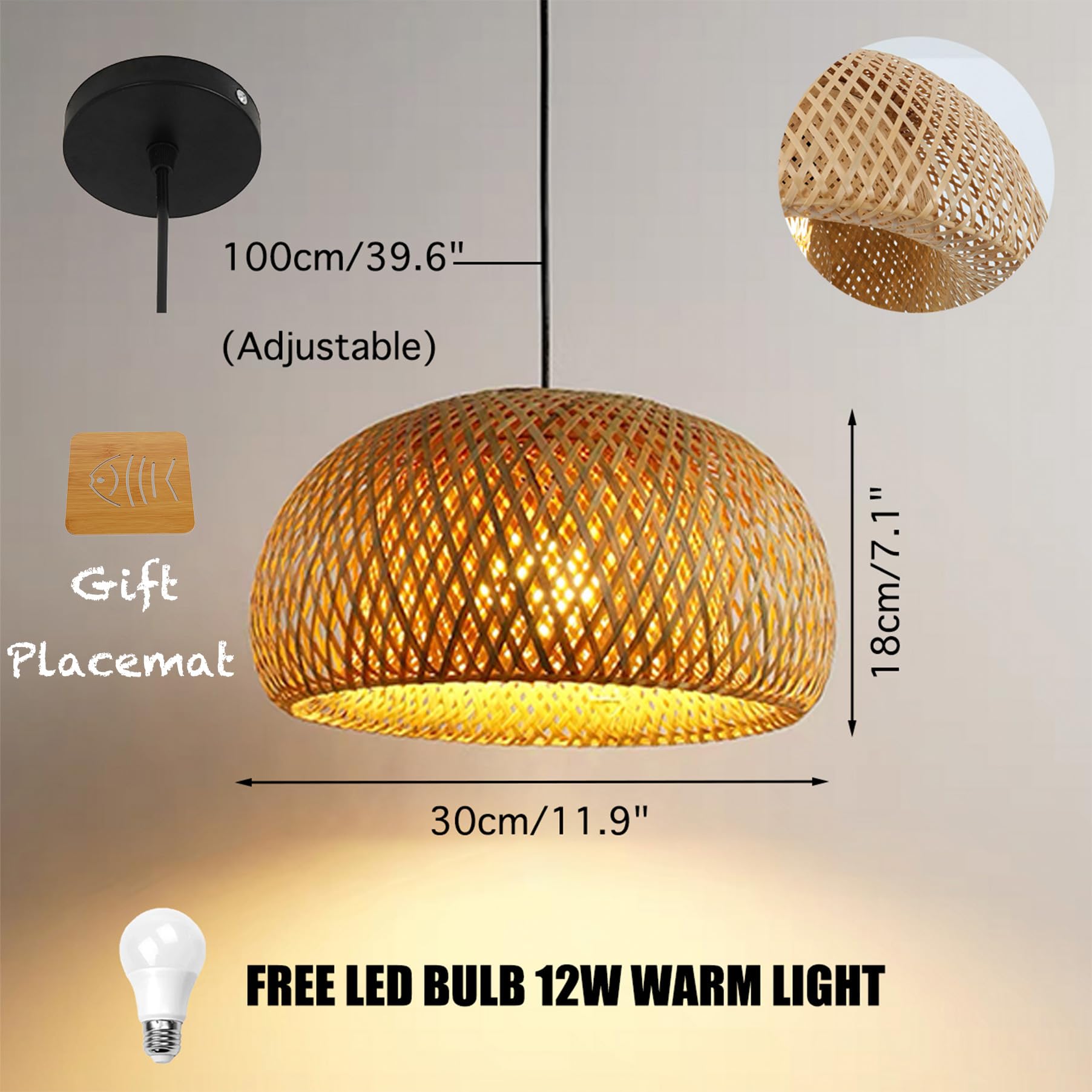 SHIKUN Bamboe Geweven Lantaarn Lampenkap Plafondlamp Vietnamese Stijl Hanglamp Decoratieve Kroonluchter Plafondlamp voor Restaurant, Gang, Woonkamer
