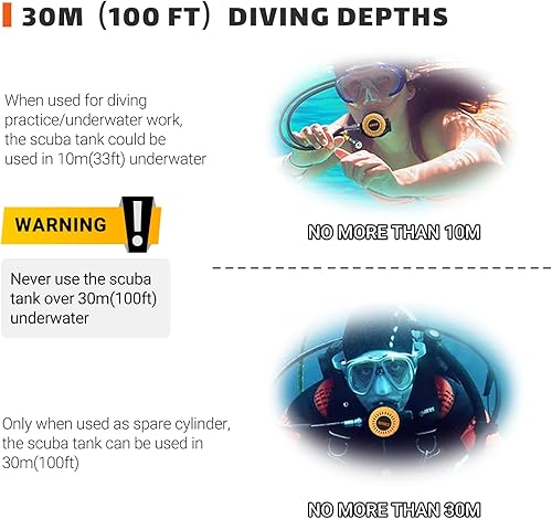 Miniatura 10 de SMACO Mini tanque de buceo Tanque de buceo con capacidad de 1.0L Soporta 15-20 minutos Tiempo de respiración Mini Buceo Cilindro inflable y