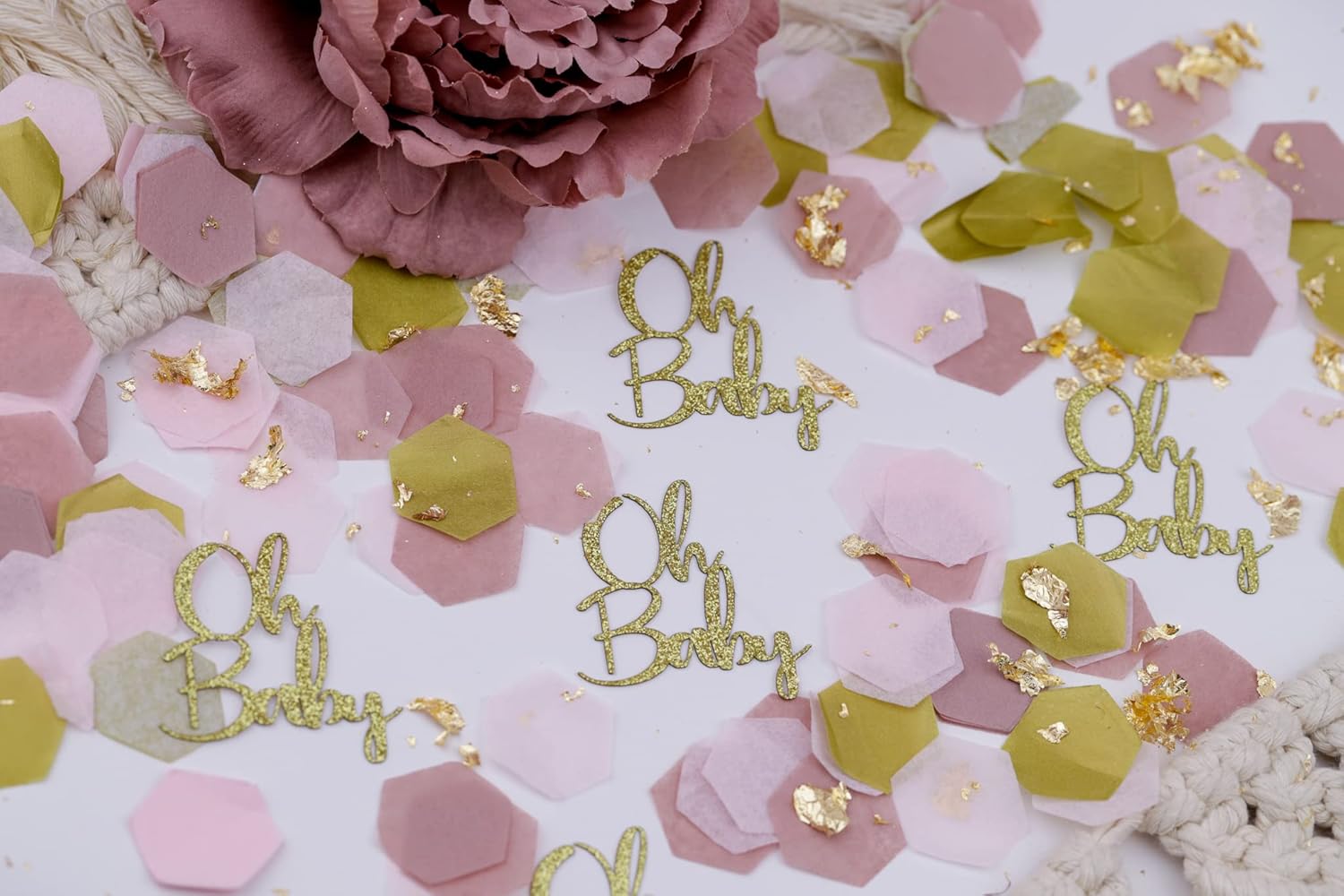 Baby Shower Decorations for Girl, Confetti, Oh Baby Baby Shower Decorations, Gender Reveal Decorations, Rose Gold : Handmade Products