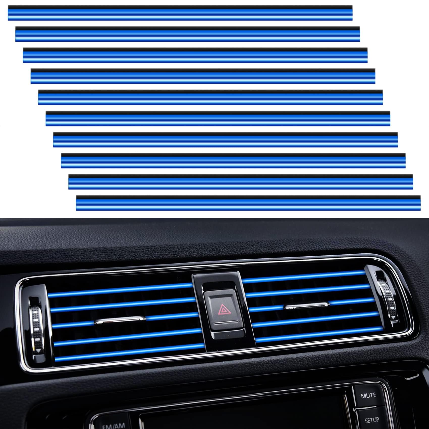 Woniyal 20 Pcs Car Air Outlet Trim Strip for Mercedes Benz M-Class W166 ML 300 320 350 400 4MATIC 2012-2016, Car Air Conditioner Vent Outlet Trim Decoration Strips Interior Moulding,Blue