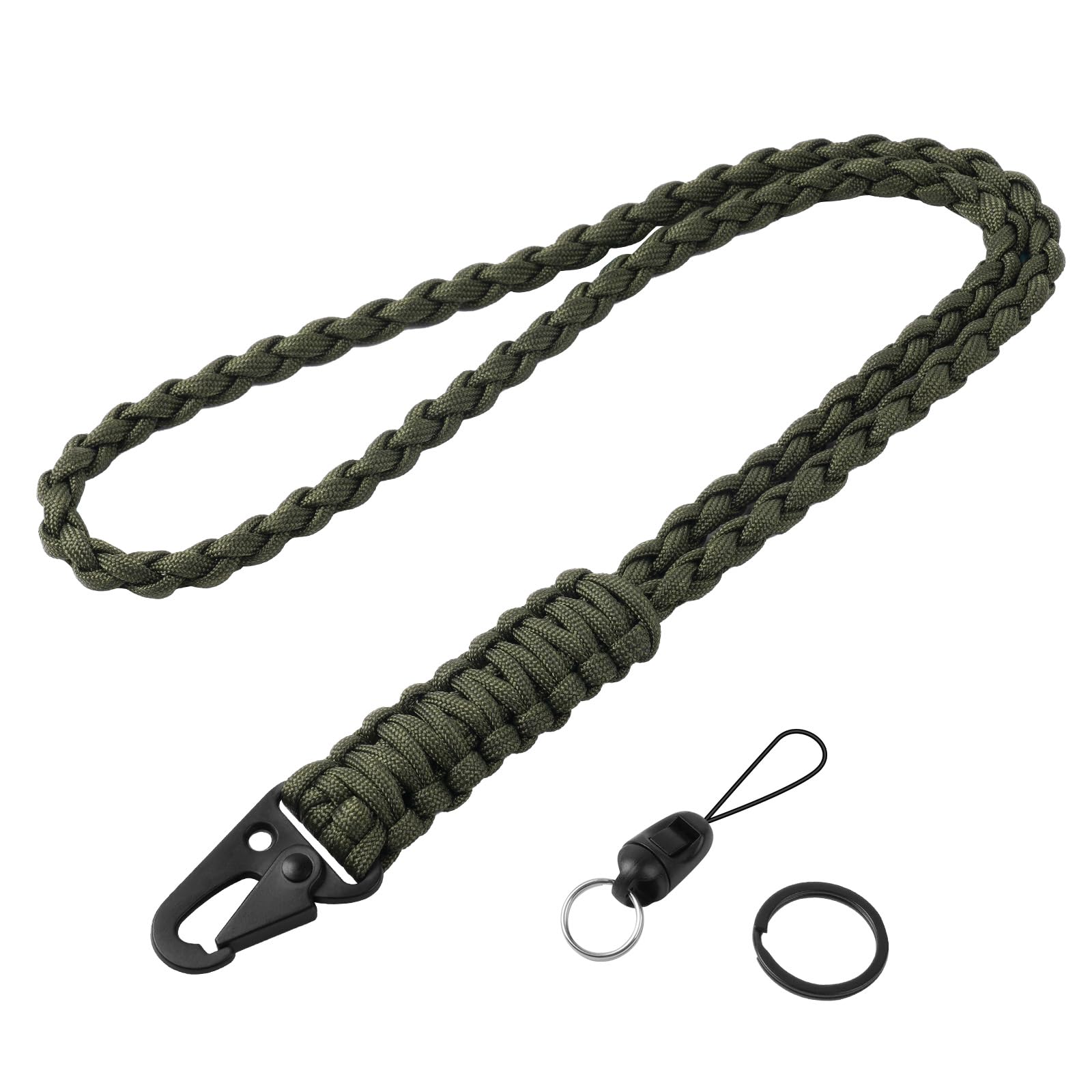 Vicloon Portachiavi Paracord Intrecciato con Moschettone per Chiavi Badge Campeggio Verde Militare