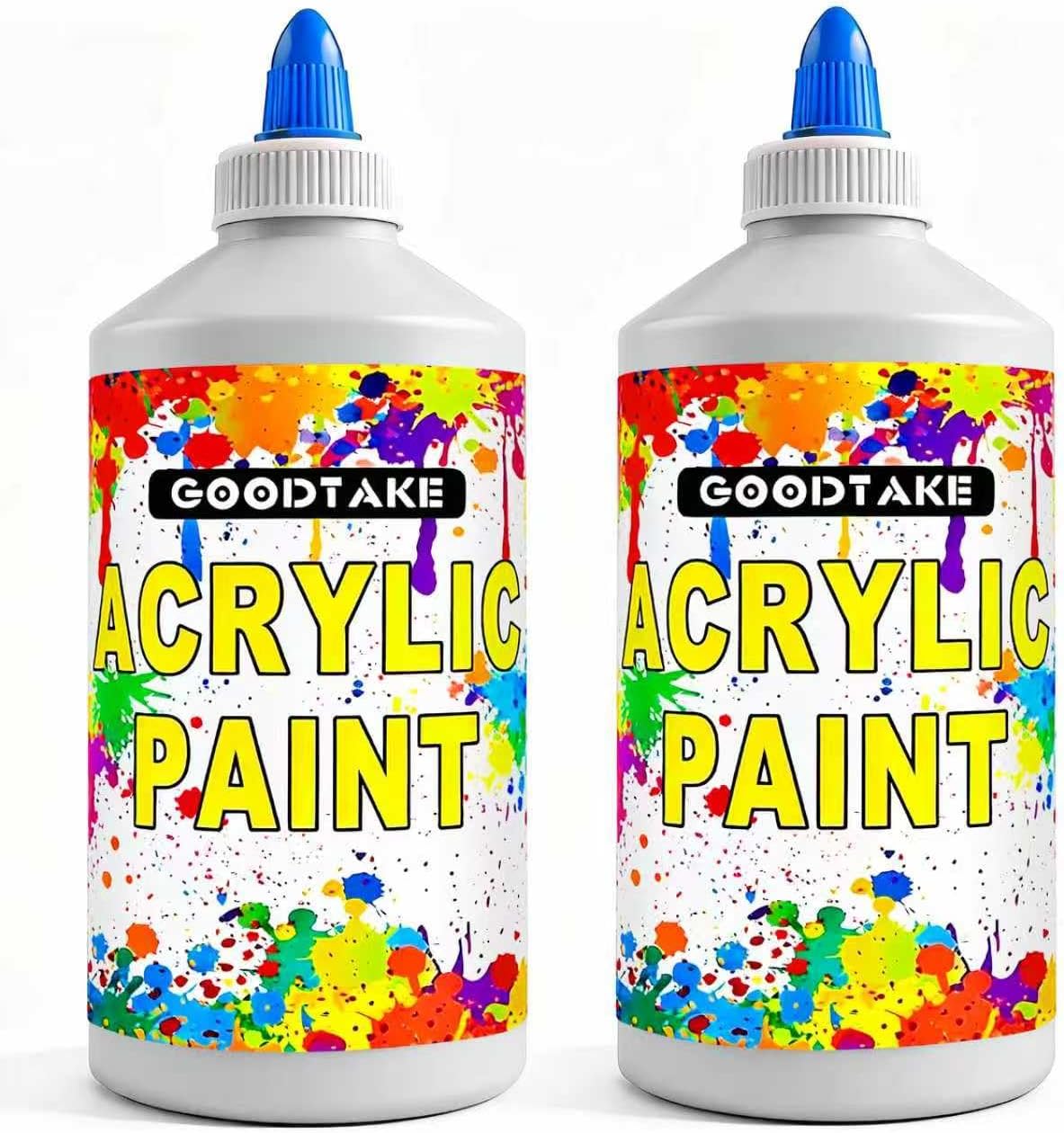 GOODTAKE Jumbo Size Acrylic Paint - 2 Pack of 17 Fluid Ounces (34 Oz Total) - White Acrylic Paints for Large Art Projects, Murals & DIY Crafts - Premium Acrylics for Canvas & More (White, 34 Fl Oz)