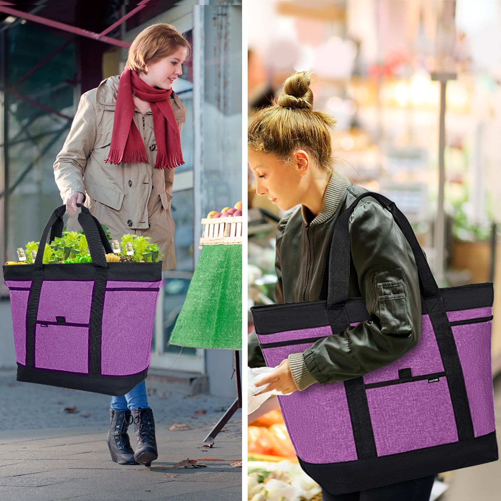 OUUTMEE Borsa termica isolata per la spesa, grande borsa termica per la spesa, per alimenti freddi/caldi