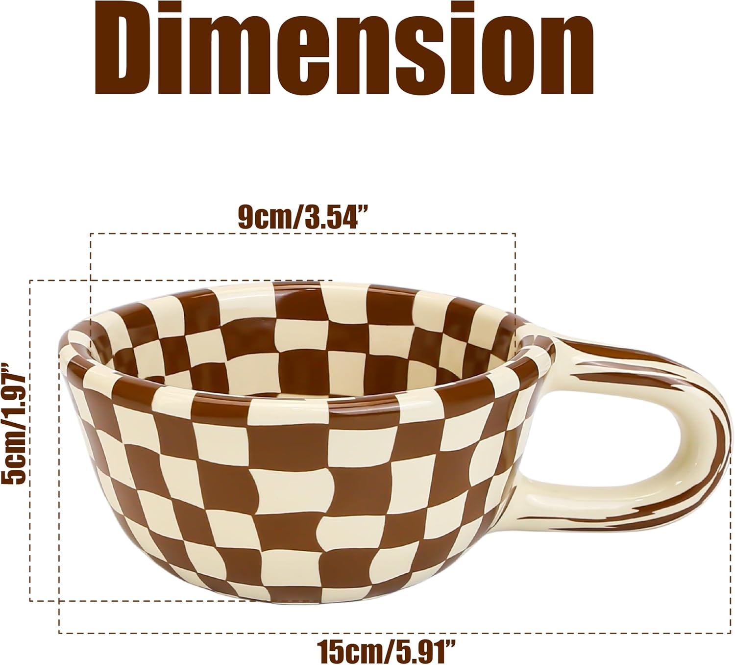 Checkered Coffee Mug 5oz 4x2 inch, Creative Irregular Checkerboard Ceramic High-value Retro Afternoon Tea Coffee Cup Set, Novelty Plaid Cup for Office (Checkerboard Coffee) - Image 4