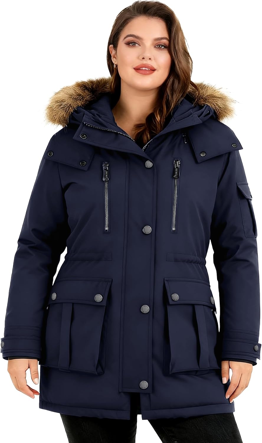 wantdo Plus Size Winter Coats for Women Parka Overcoat Warm Winter Jacket with Hood - Image 2