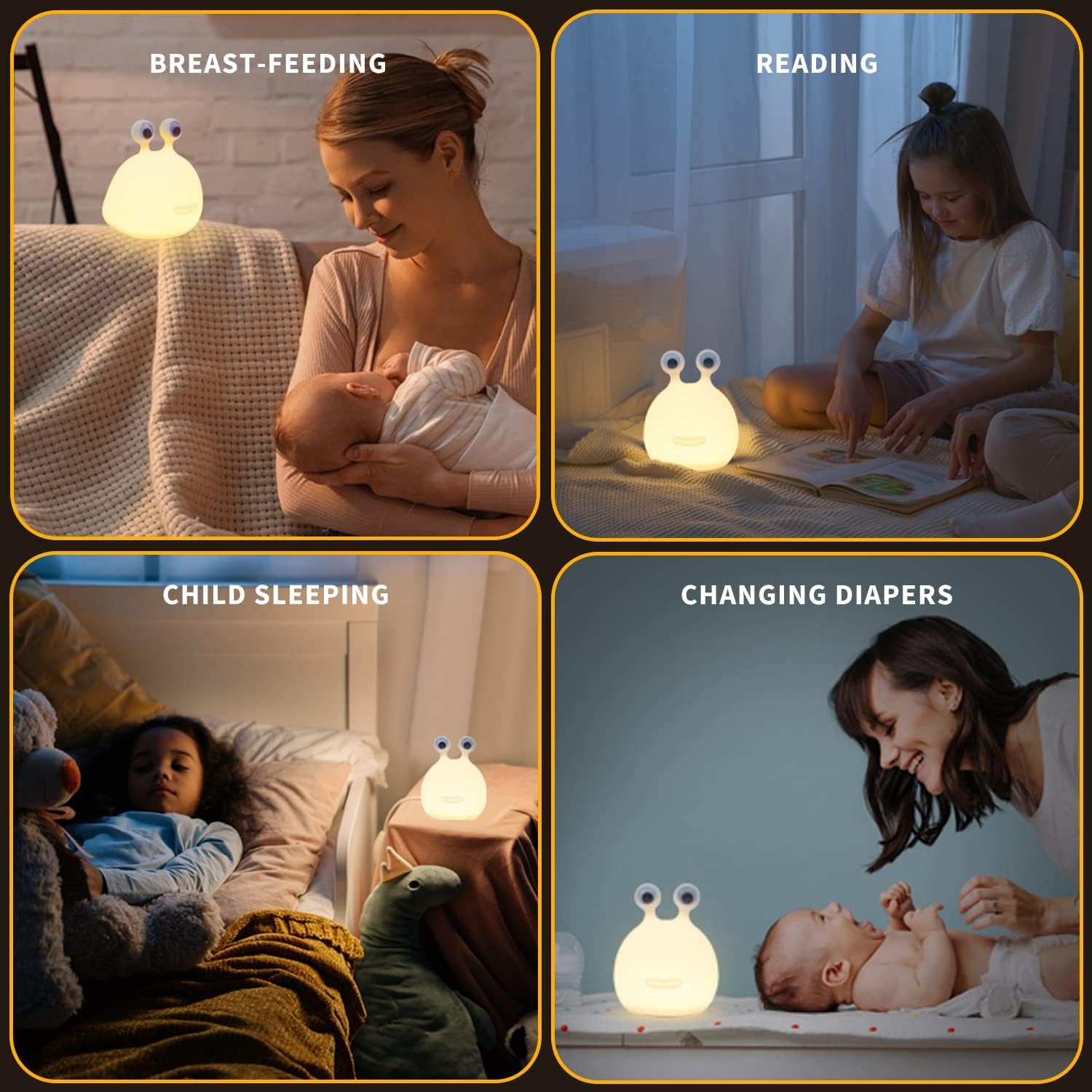 Cute Slug Kids Night Light, Birthday Gifts Room Decor Bedroom Decorations for Baby Child Soft Silicone Lamp Gift Box