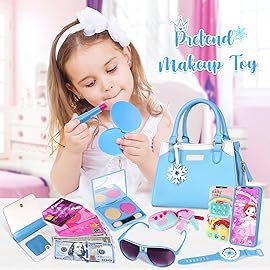 Shemira Play Purse for Little Girls, Princess Pretend Toys for Girls 3 4 5 6 7 8 Years Old, Christmas & Birthday Gift for Kids Age 3-5 4-6 6-8, Toddler Purse with Accessories, Kids Toy Purse, Blue