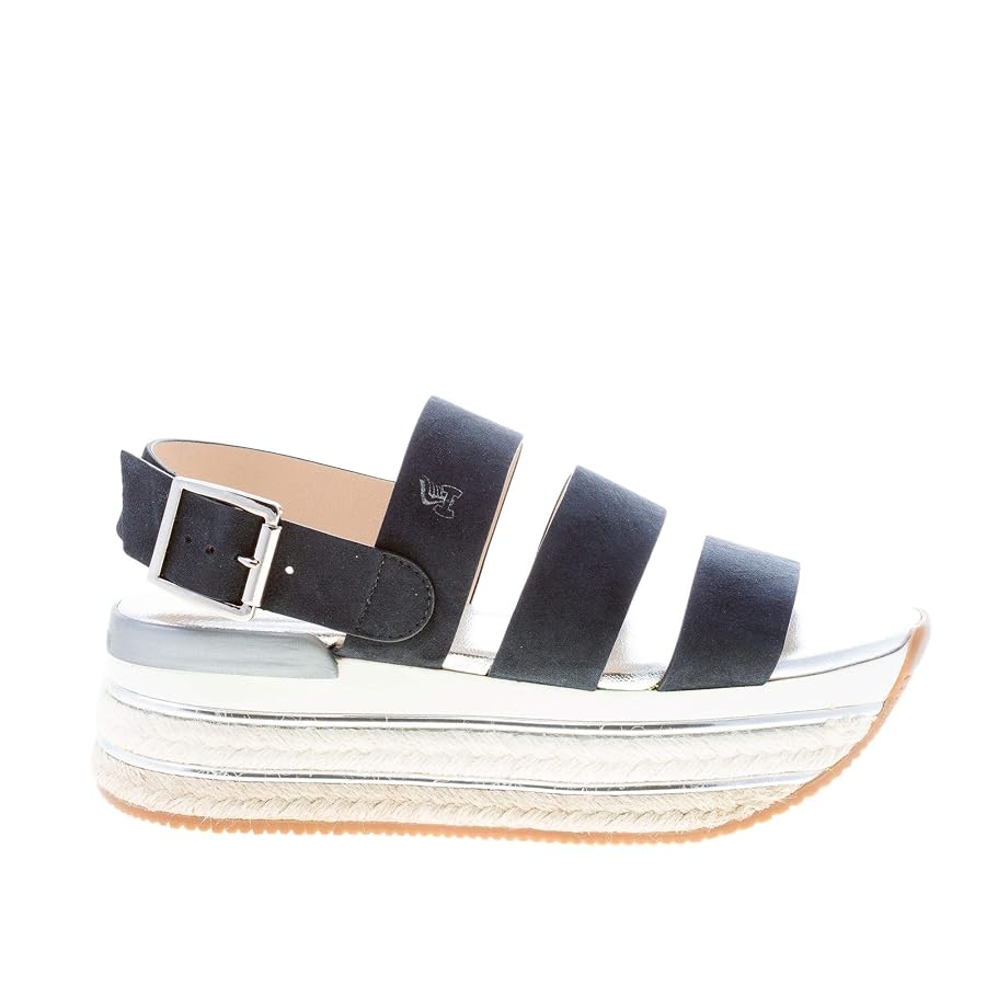 Hogan Donna H430 Sandalo con Fasce in camoscio Blu Notte e Suola Maxi in  Corda. Tacco 5,5 cm Color Blu Size 35 : Amazon.it: Moda