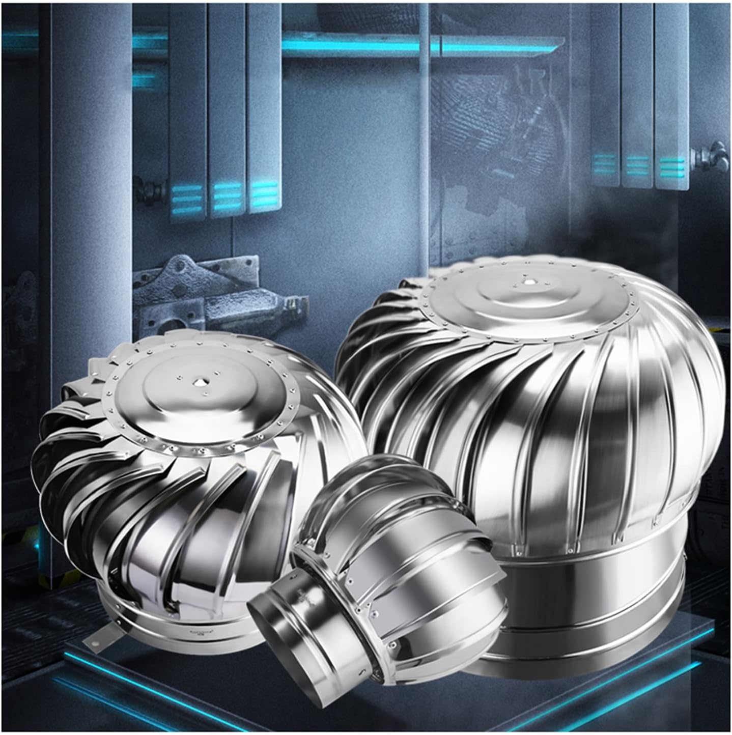 Chimney cap,chimney cowl,Chimney Spinner Cowl Stainless Steel, Stainless Steel Spinner Anti Downdraught Chimney Cowl，with Rotating Cap Ventilation Pipe Fit Chimney Caps for Flue Pipe Sizes (Size : 110