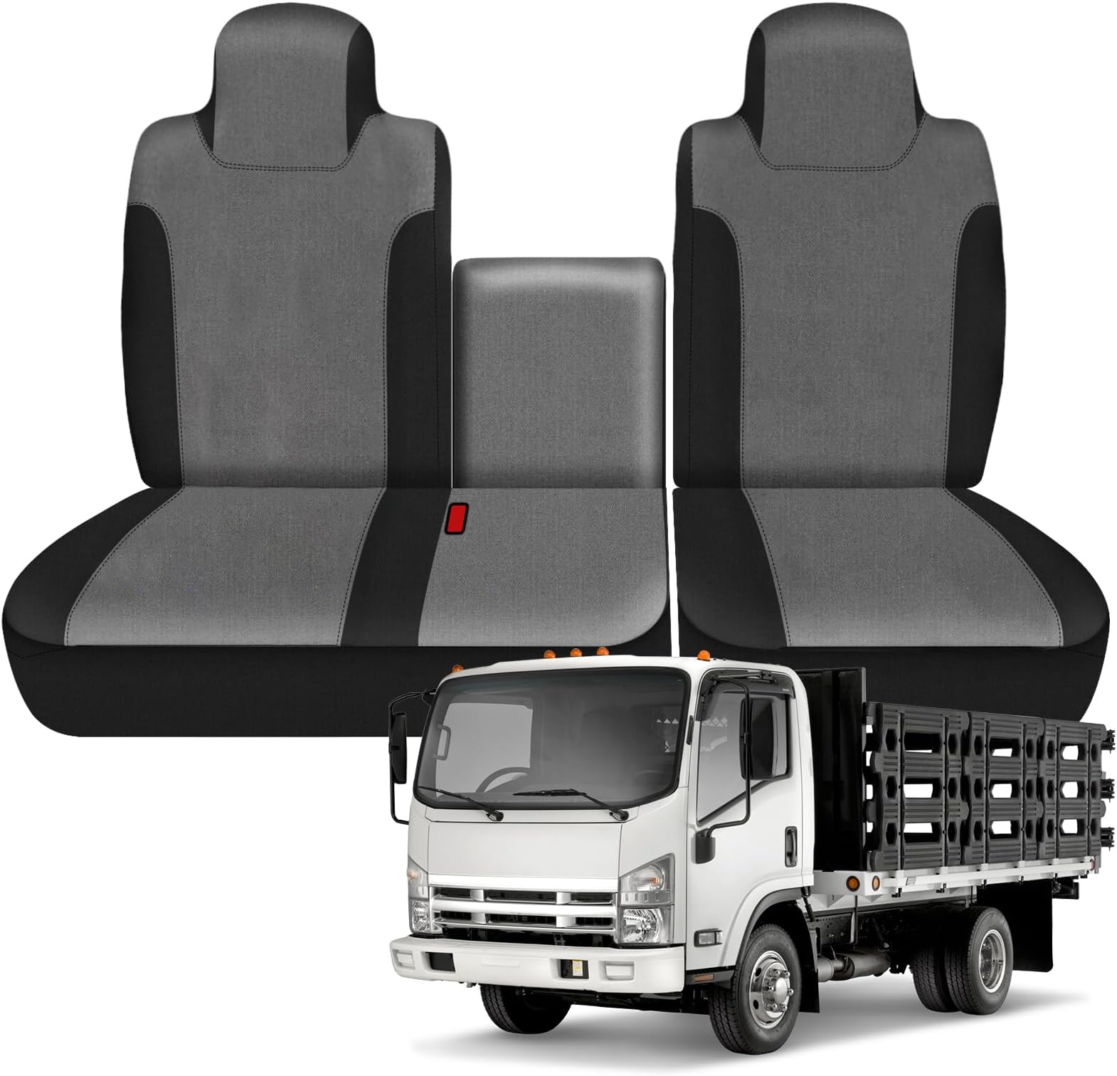 Truck Seat Cover Compatible with 2006-2024 2025 Isuzu NPR Front 40/60 Split Bench Seat Cover