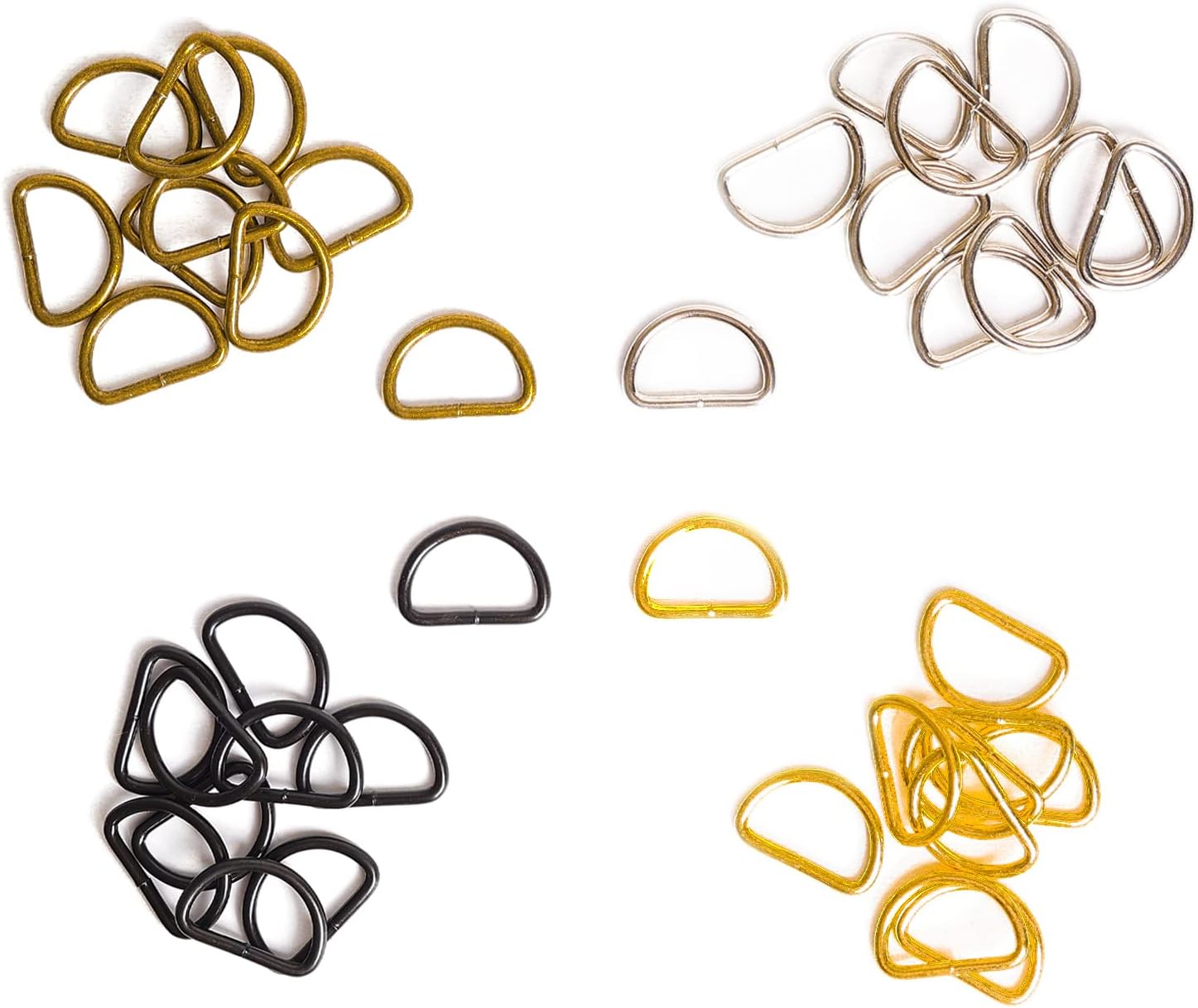 40pcs 1"(25mm) D Rings Welded Strong Metal Mix Colors Semi-Circular D Ring for Pet Collars Hardware Bags Ring Buckle Strap Hand DIY Sewing Accessories