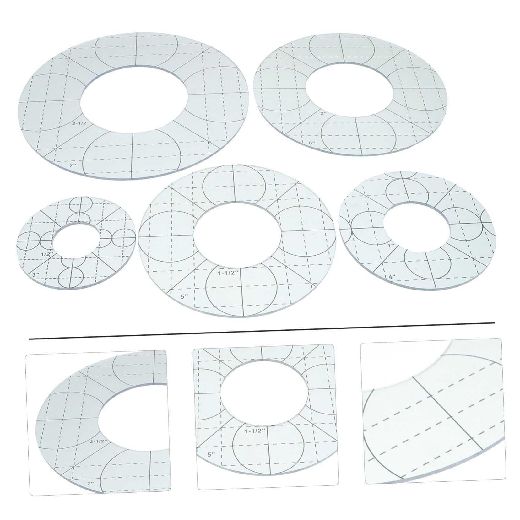 Homoyoyo Set 5 Pezzi Righelli per Patchwork in Acrilico Buona Flessibilità e Bordi Lisci, Strumenti per Cucito e Patchwork per Progetti di Cucito e Disegno