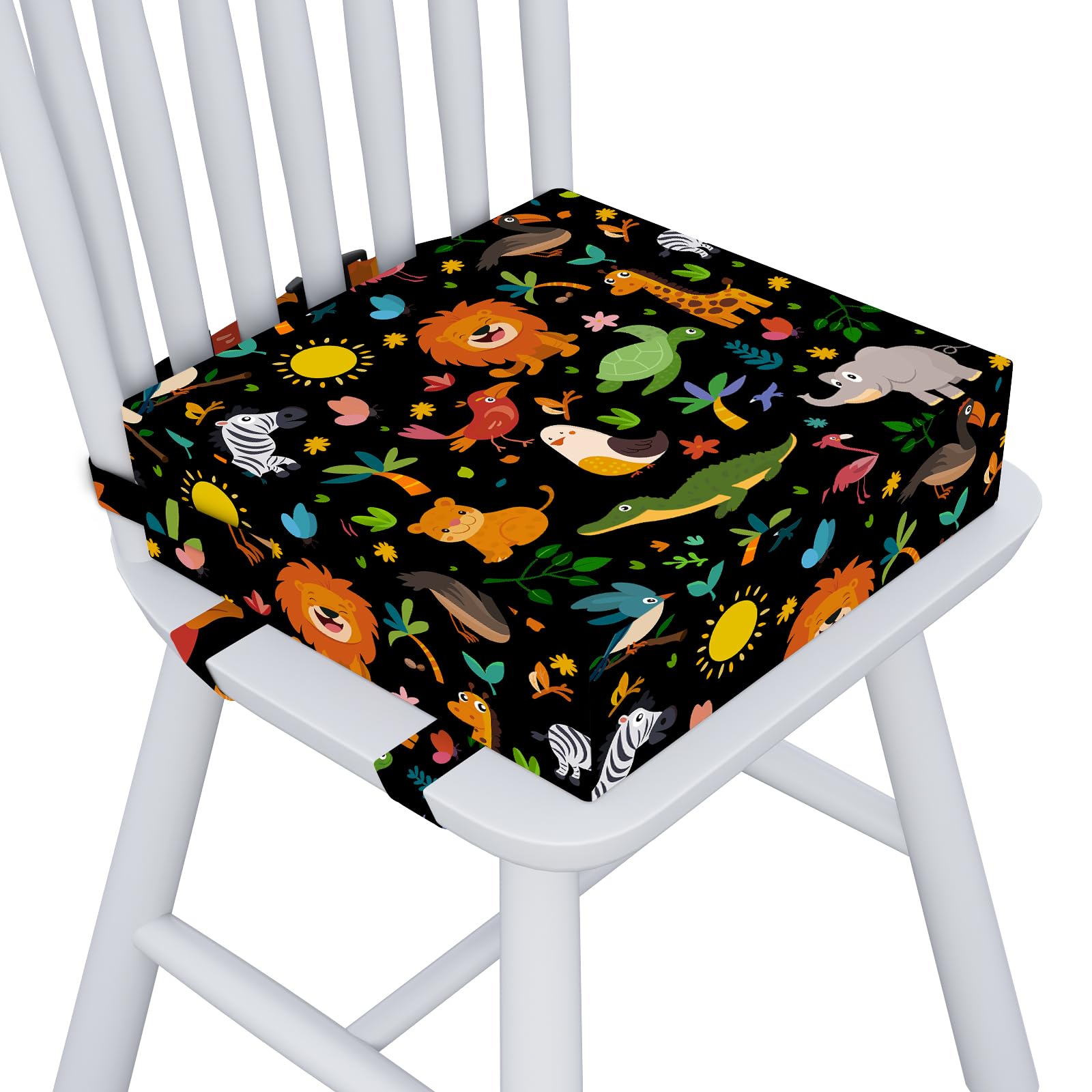 Capslpad Sitzerhöhung Stuhl Kind 32x32x10cm Tragbare Kindersitzerhöhung Rutschfestes Sitzerhöhung Stuhl Abnehmbar Waschbar Sitzkissen Kinder mit 3 Sicherheits Schnalle für Zuhause Unterwegs Schwarz